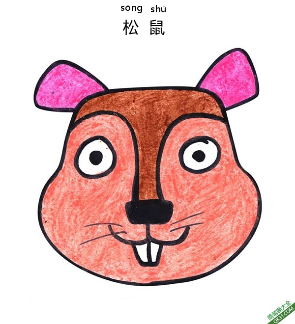 怎样教孩子们一步步画一个松鼠脸Squirrel简笔画