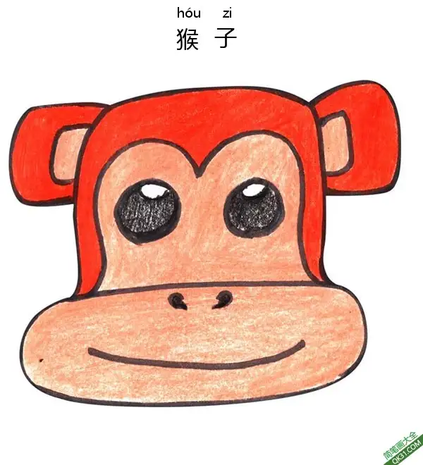 免费 怎样教孩子画猴脸Monkey Face 简笔画涂色页