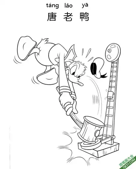 唐老鸭,Donald Duck,迪士尼,唐纳德·方特罗伊简笔画涂色画 – 为儿童和成人提供的免费可打印简笔画涂色画