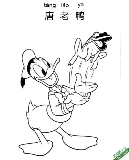 唐老鸭,Donald Duck,迪士尼,唐纳德·方特罗伊简笔画涂色画 – 为儿童和成人提供的免费可打印简笔画涂色画